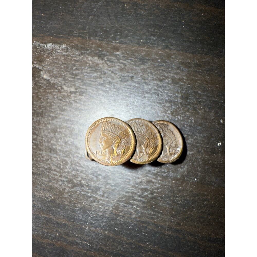 Vintage Indian Head Penny Tie Clip 1903 US Cent Coin